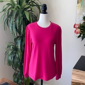 J. Crew Fuchsia Long Puff Sleeve Tee Small